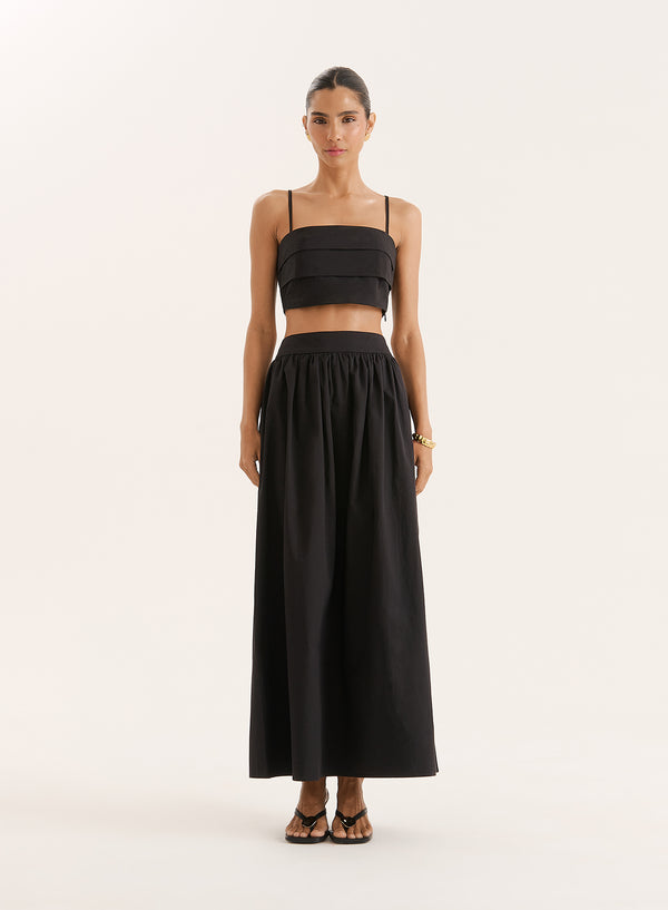 4th & reckless Black Cotton Maxi Skirt- Marina