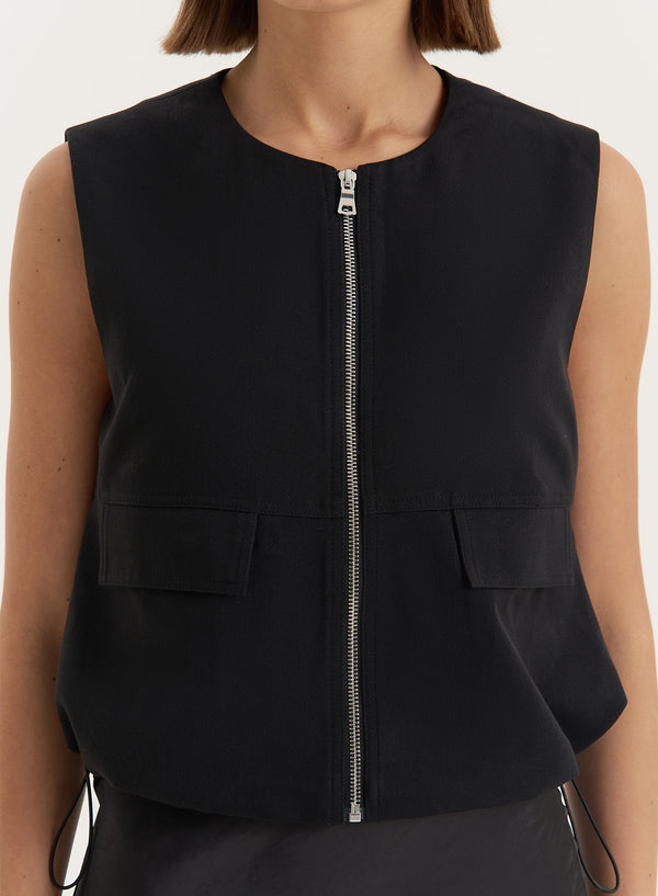 4th & Reckless Black Drawstring Gilet- Sei