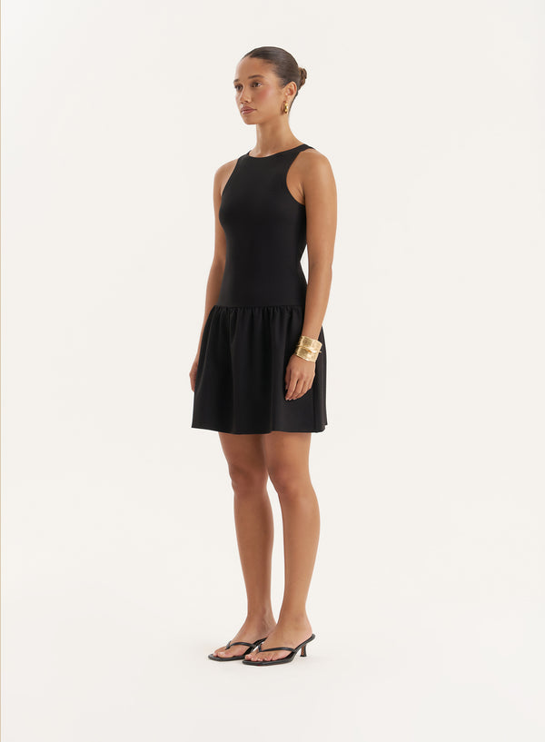 4th & Reckless Black Drop Waist Mini Dress- Shayna