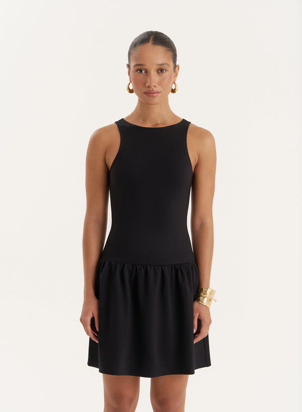 4th & Reckless Black Drop Waist Mini Dress- Shayna