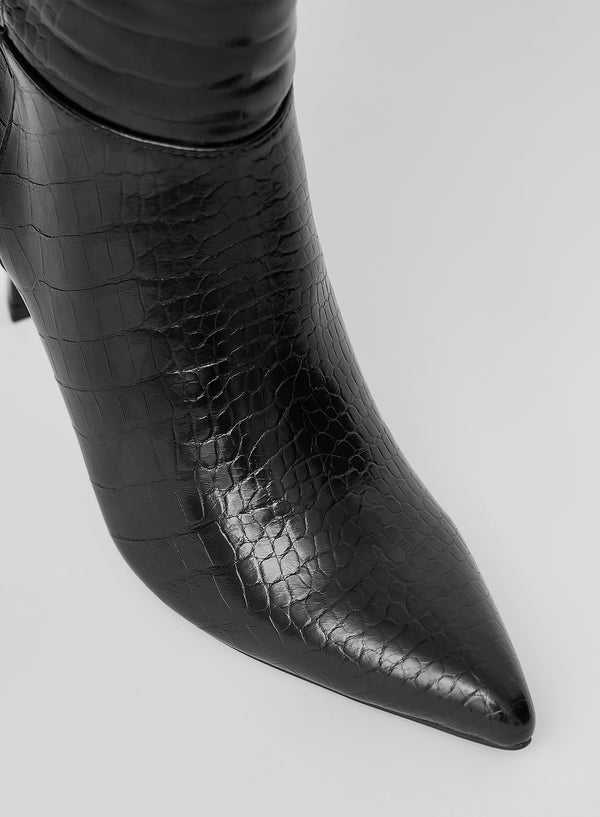 4th & Reckless Black Faux Croc Boots- Manchester
