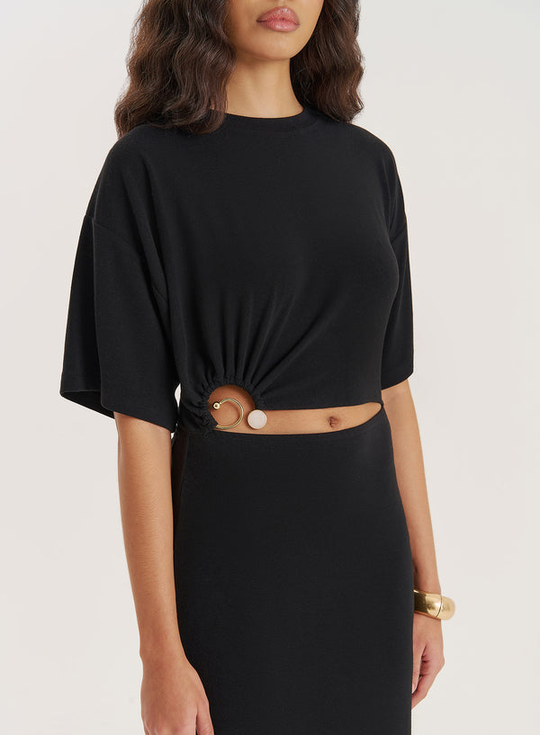 4th & Reckless Black Jersey Cut Out Maxi Dress- Piper