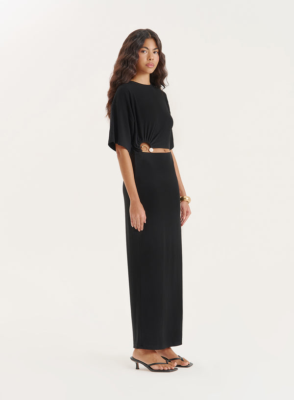 4th & Reckless Black Jersey Cut Out Maxi Dress- Piper