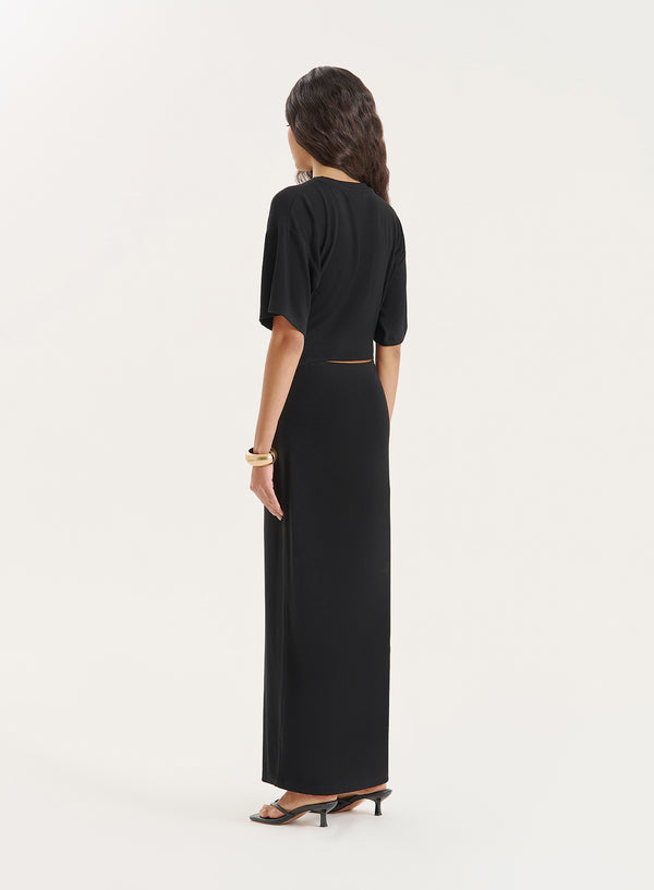 4th & Reckless Black Jersey Cut Out Maxi Dress- Piper