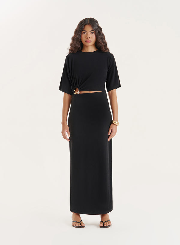 4th & reckless Black Jersey Cut Out Maxi Dress- Piper