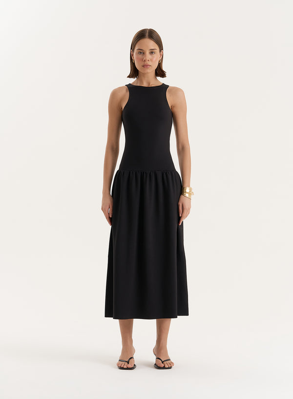 4th & reckless Black Jersey Drop Waist Dress- Shannon