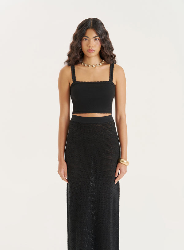 4th & reckless Black Knitted Crop Top- Romi