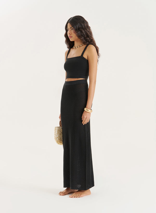 4th & Reckless Black Knitted Maxi Skirt- Romi