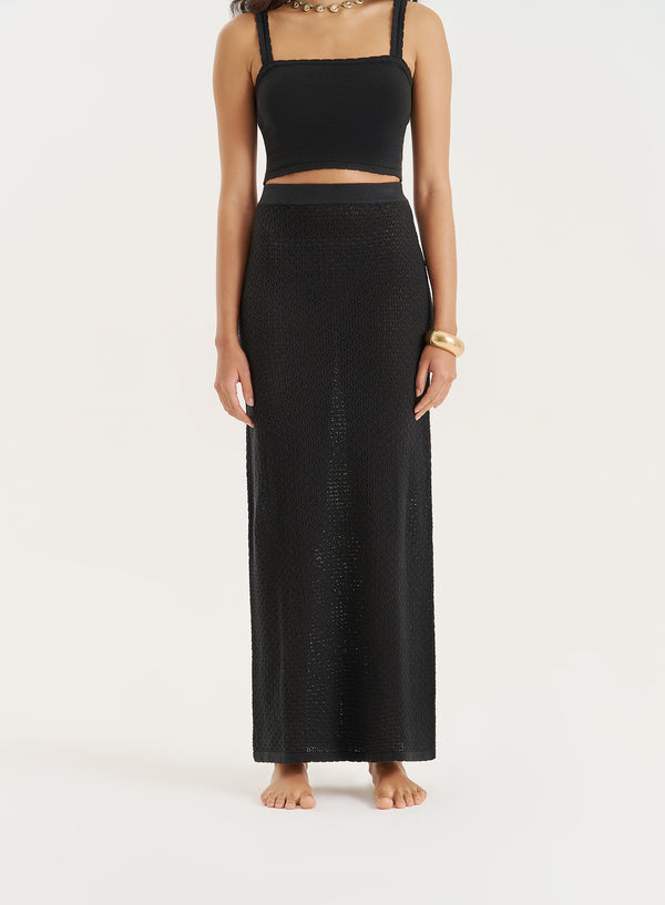 4th & Reckless Black Knitted Maxi Skirt- Romi