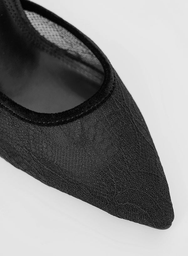 4th & Reckless Black Lace Heeled Sandal- Venice