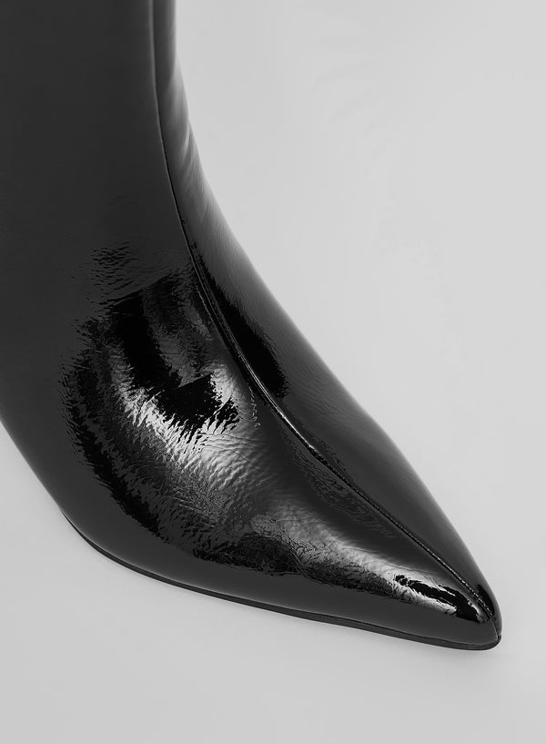 4th & Reckless Black Patent Low Heel Boot- Paris