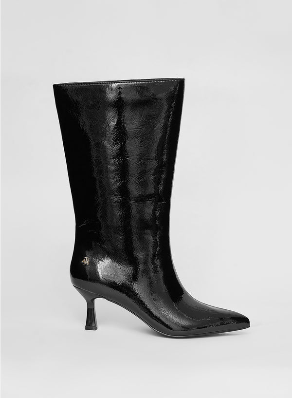 4th & reckless Black Patent Low Heel Boot- Paris