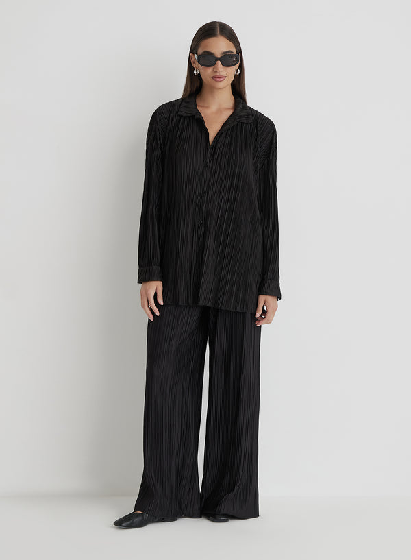4th & Reckless Black Plisse Shirt - Palais