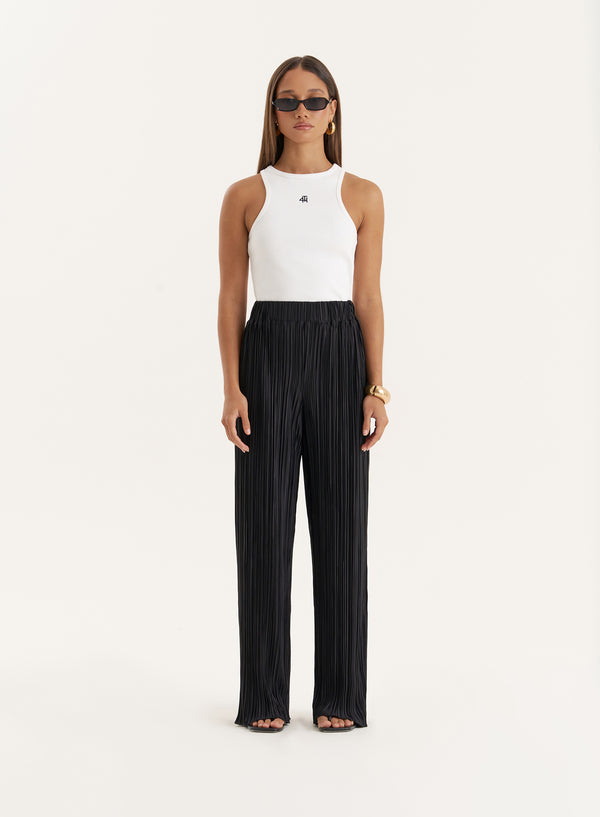 4th & Reckless Black Plisse Trouser- Olivia