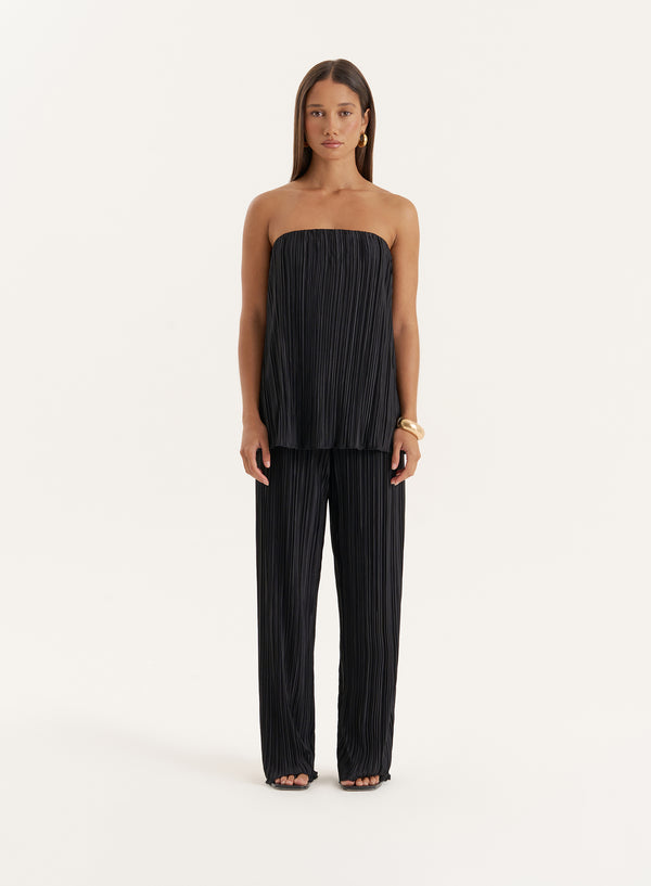 4th & reckless Black Plisse Trouser- Olivia