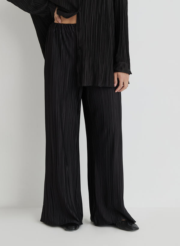 4th & Reckless Black Plisse Trousers - Palais