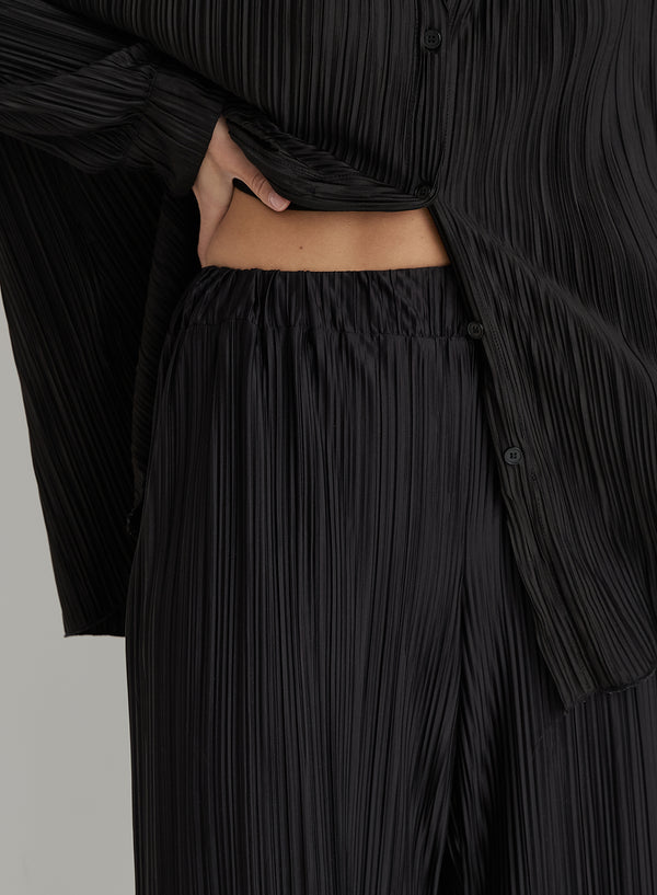 4th & Reckless Black Plisse Trousers - Palais