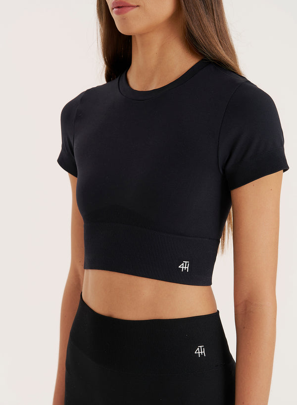 4th & Reckless Black Seamless Gym Crop Top- Brogan