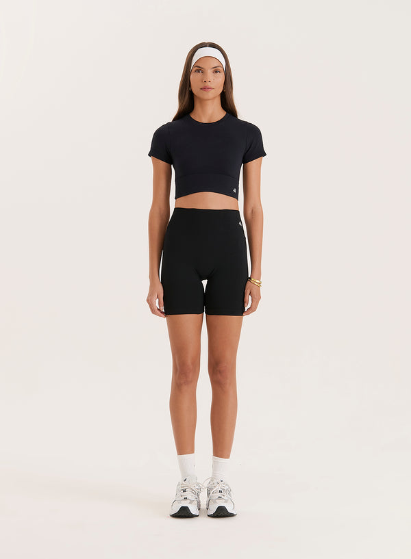 4th & Reckless Black Seamless Gym Crop Top- Brogan