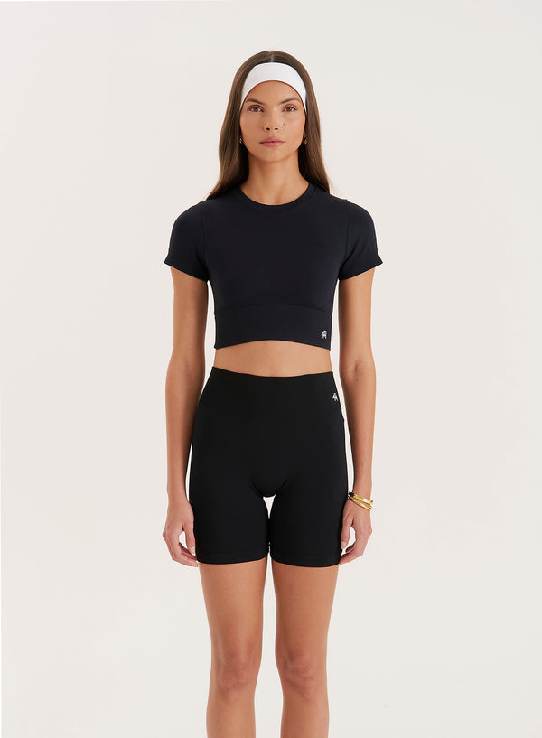 4th & reckless Black Seamless Gym Crop Top- Brogan