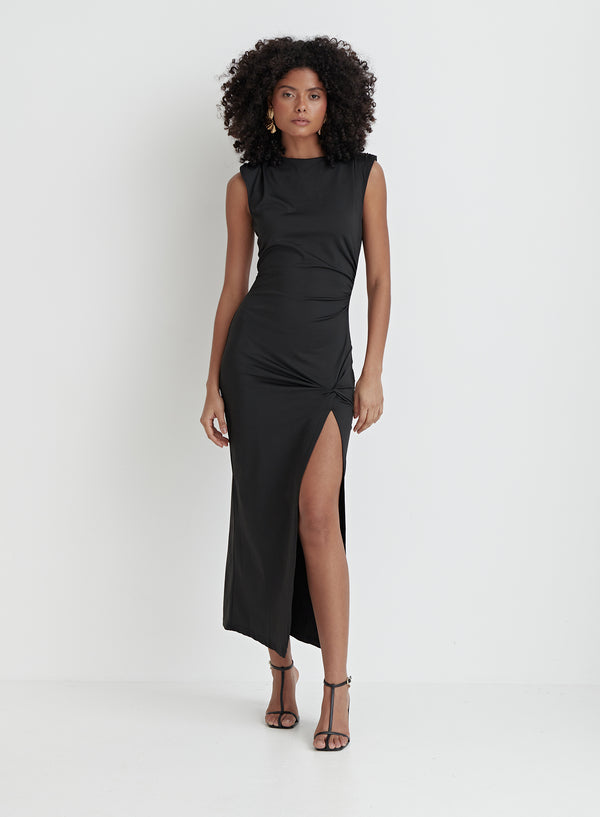 4th & reckless Black Side Split Midaxi Dress – Verity