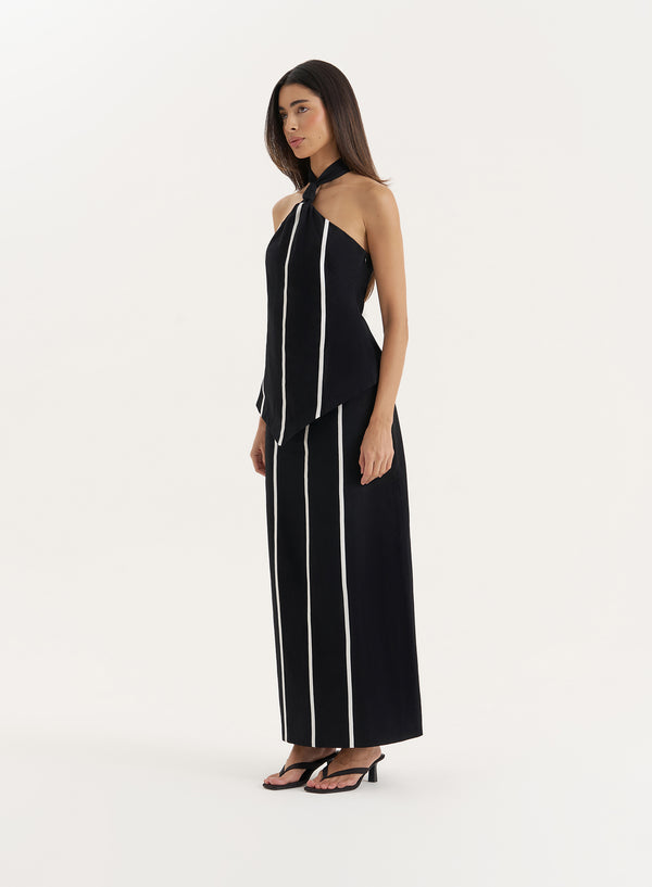 4th & Reckless Black Stripe Maxi Skirt- Tate