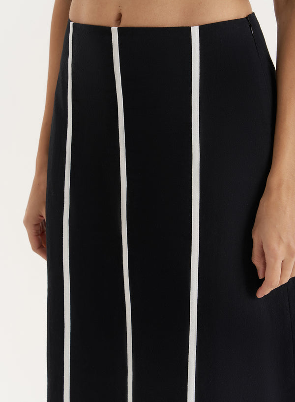 4th & Reckless Black Stripe Maxi Skirt- Tate