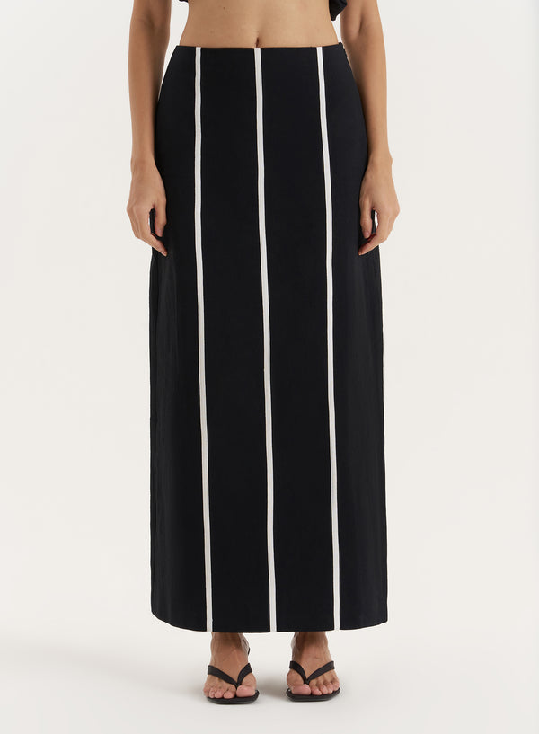 4th & Reckless Black Stripe Maxi Skirt- Tate