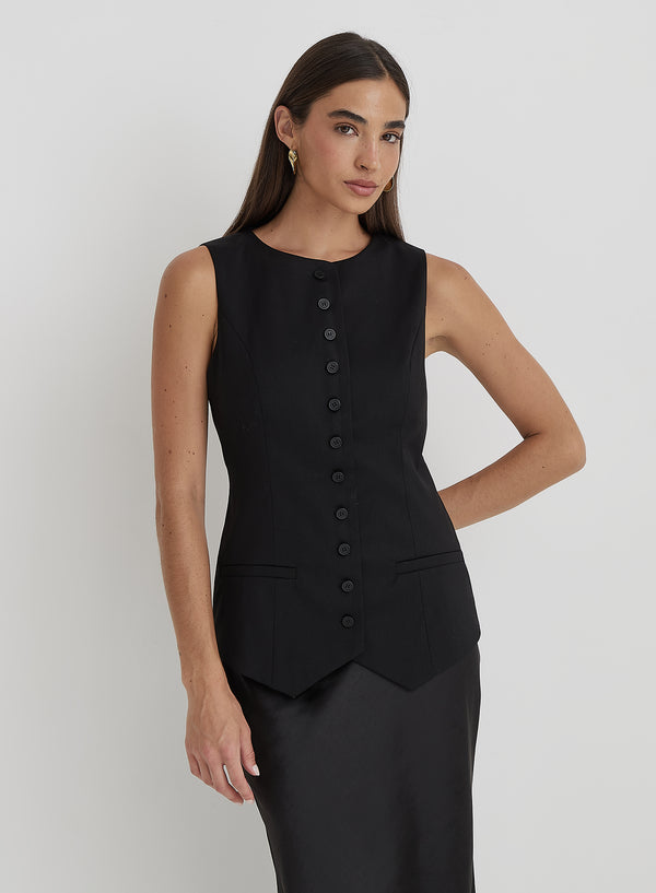 4th & reckless Black Tailored Waistcoat- Briella