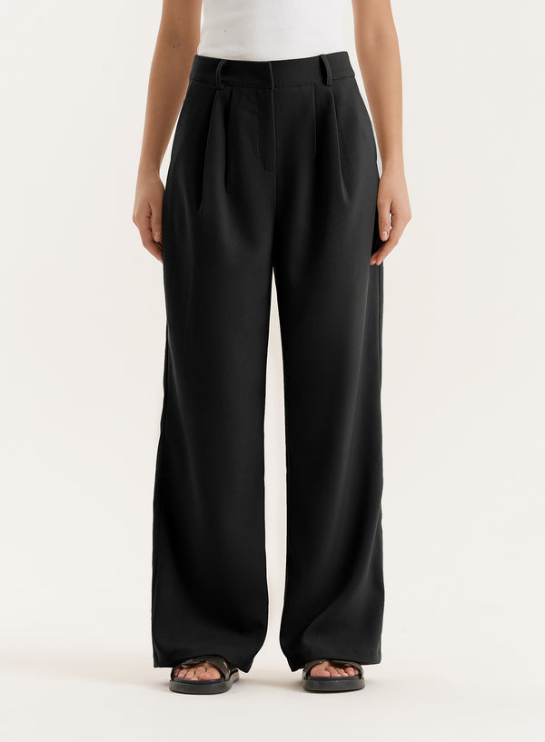 4th & Reckless Black Tailored Wide Leg Trouser- Reese
