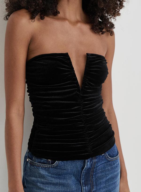 4th & Reckless Black Velvet Bandeau Corset- Celio