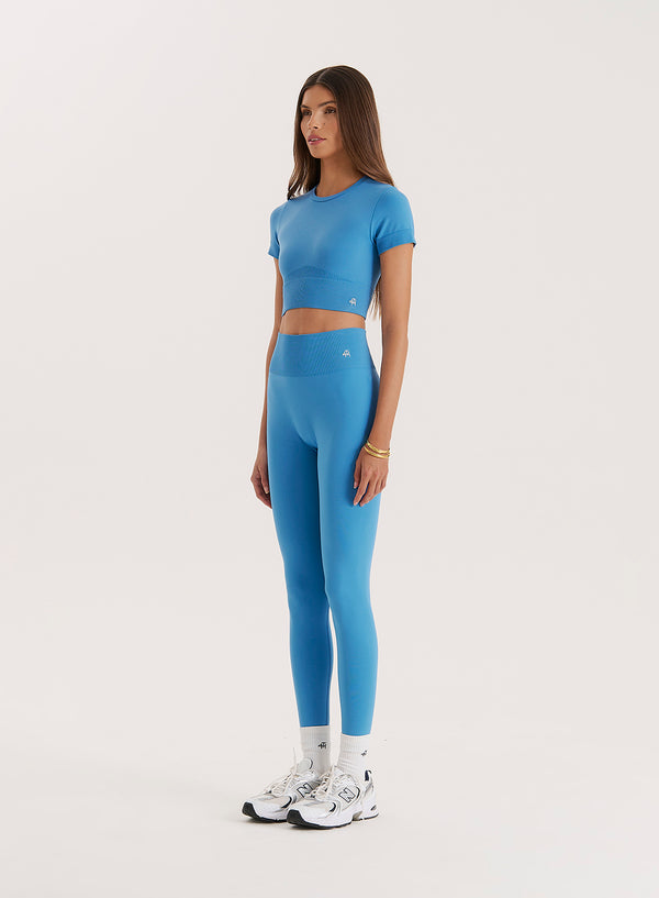 4th & Reckless Blue Seamless Gym Crop Top- Brogan