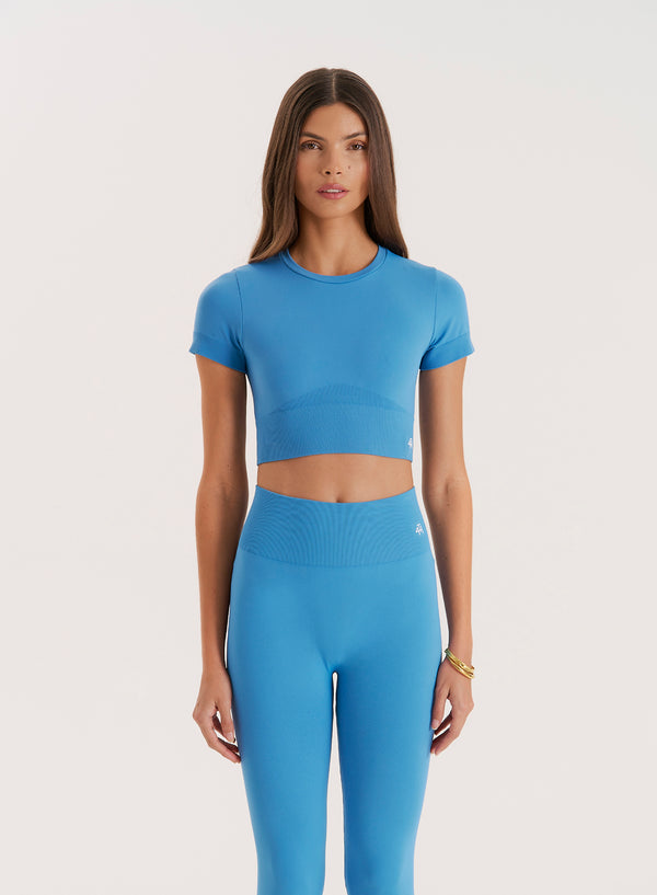 4th & reckless Blue Seamless Gym Crop Top- Brogan