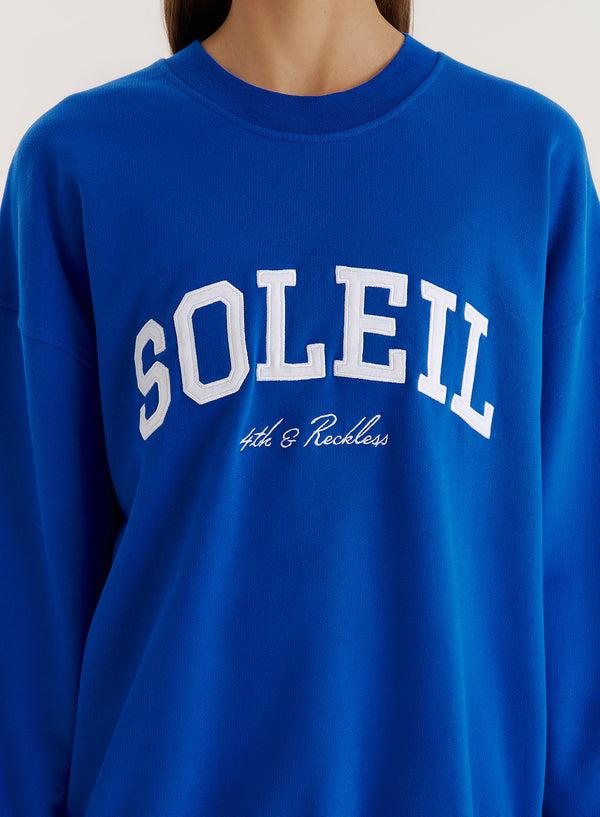 4th & Reckless Blue Soleil Slogan Sweatshirt- Ariana