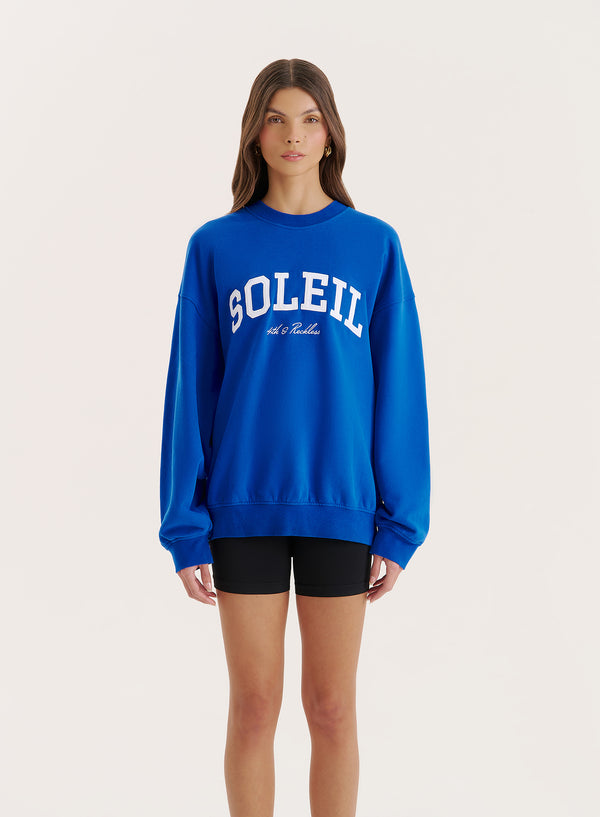 4th & reckless Blue Soleil Slogan Sweatshirt- Ariana