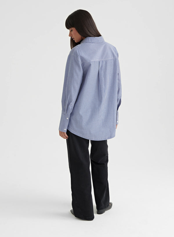 4th & Reckless Blue Stripe Shirt – Haleema