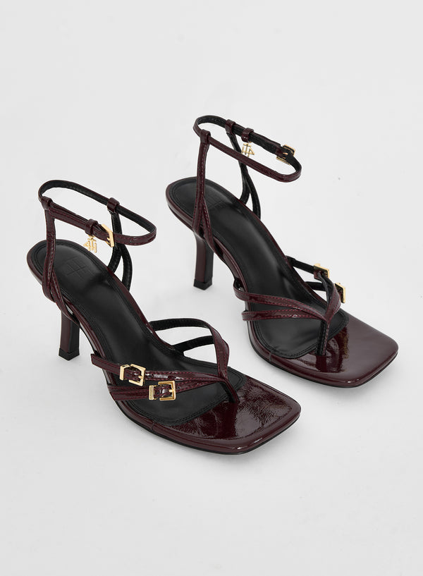 4th & Reckless Burgundy Buckle Heeled Sandal- Chicago