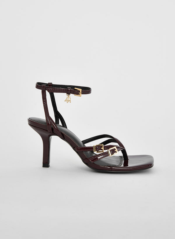 4th & reckless Burgundy Buckle Heeled Sandal- Chicago