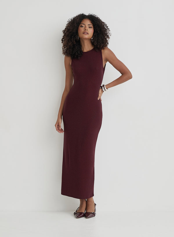 4th & reckless Burgundy Embellished Maxi Dress- Jaden