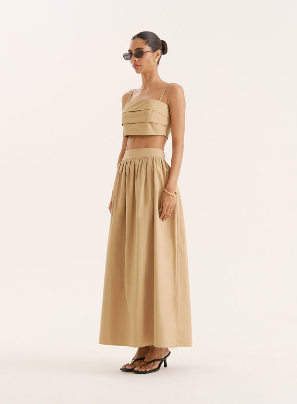 4th & Reckless Camel Cotton Maxi Skirt- Marina