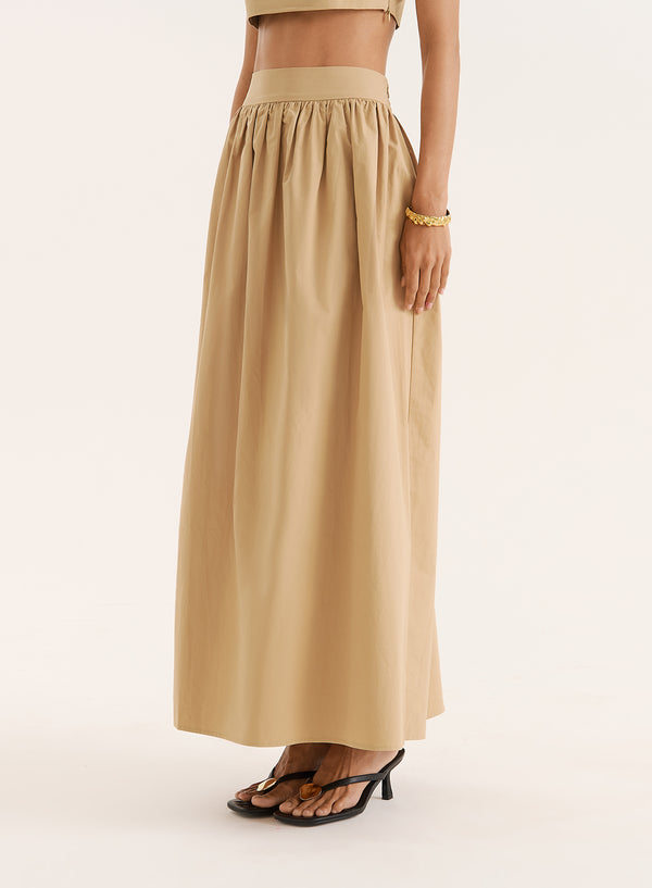 4th & Reckless Camel Cotton Maxi Skirt- Marina