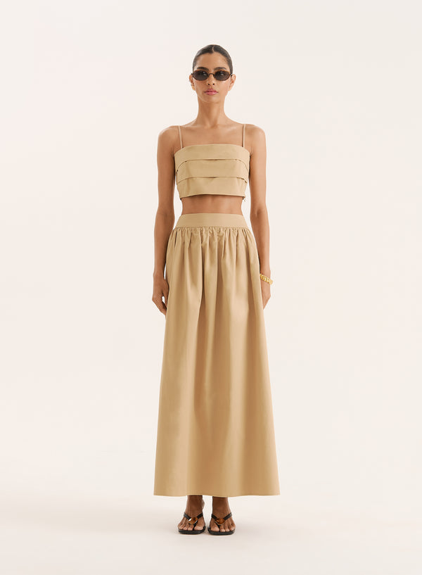 4th & reckless Camel Cotton Maxi Skirt- Marina
