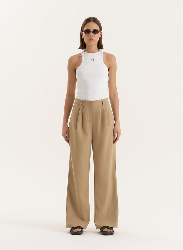 4th & reckless Camel Tailored Wide Leg Trouser- Reese