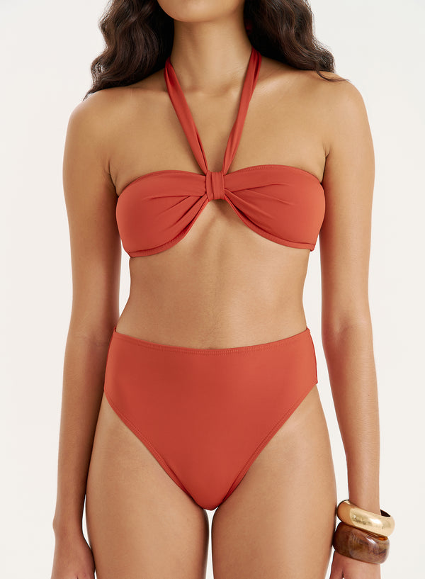 4th & Reckless Coral High Waisted Bikini Bottom- Gia