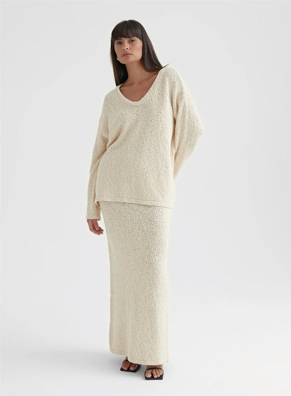 4th & Reckless Cream Boucle Knit Skirt - Rocha