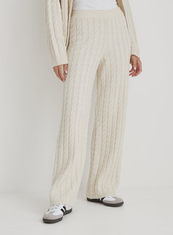 4th & Reckless Cream Cable Knit Trouser- Janina