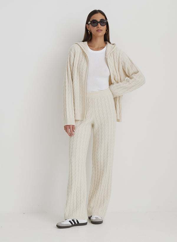4th & reckless Cream Cable Knit Trouser- Janina