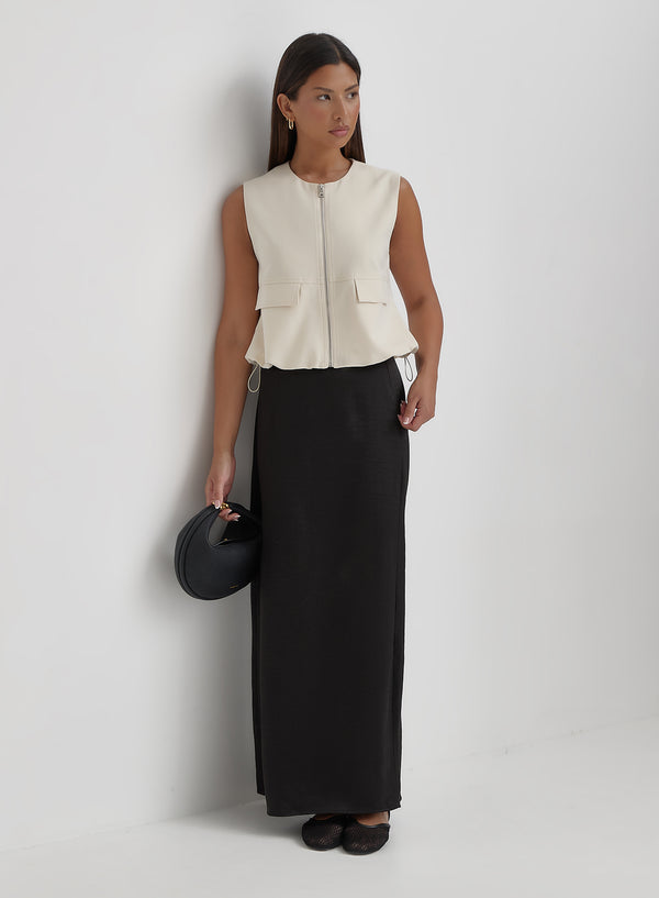 4th & Reckless Cream Cotton Drawstring Gilet- Sei