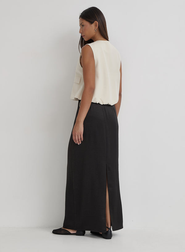 4th & Reckless Cream Cotton Drawstring Gilet- Sei