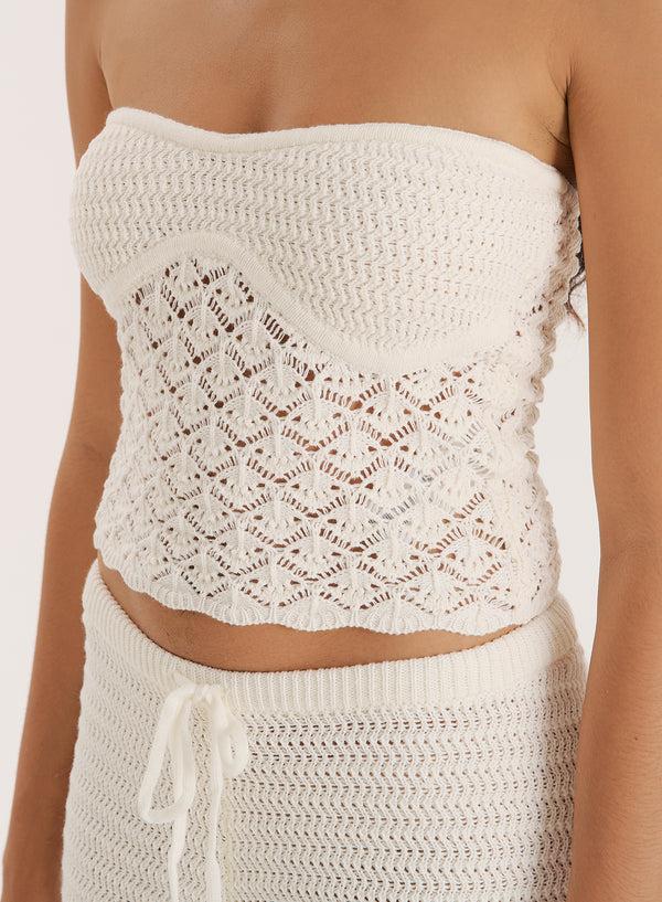 4th & Reckless Cream Crochet Mix Corset- Elena